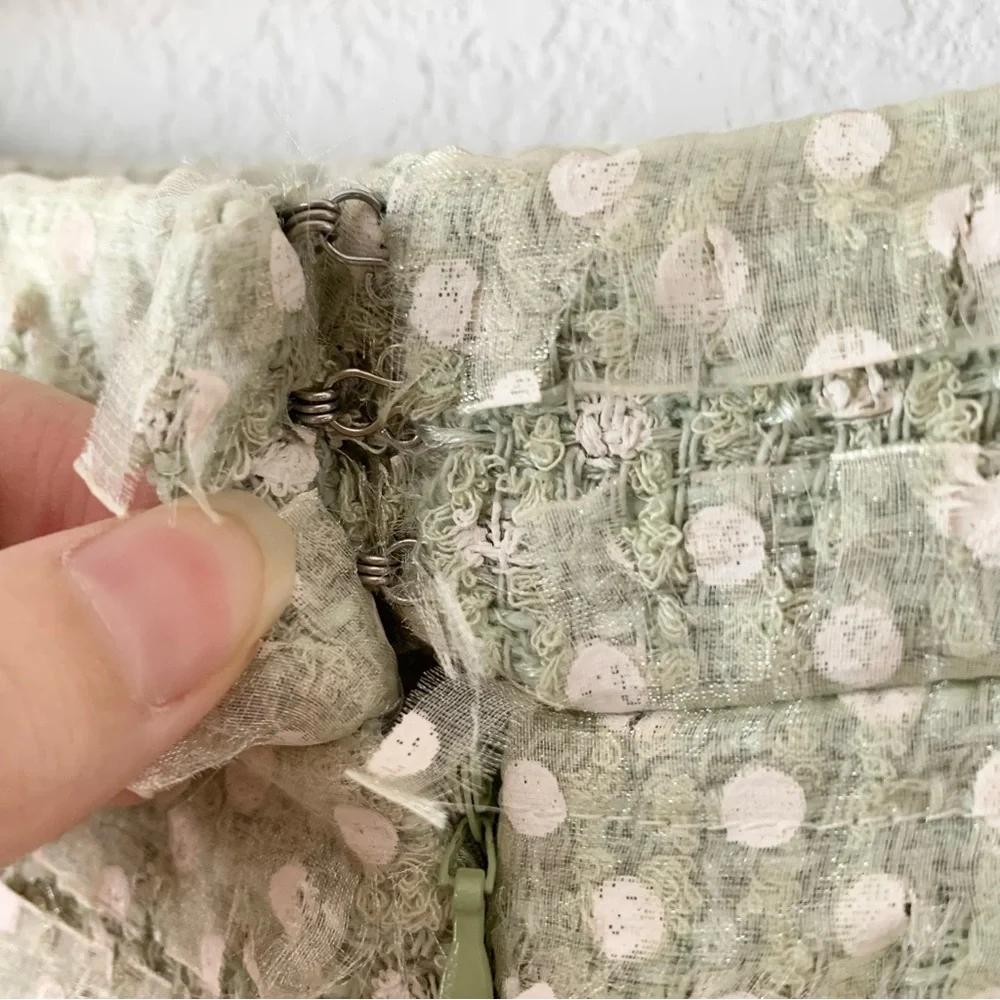 New Chanel pastel green tweed ribbon skirt